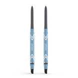 Two blue PrimePrometics™ 2pcs PrimeEyes Glide Eyeliners with dark tips and angled white stripes, shown upright. "Prime" printed on the barrels. Ideal pro-age eyeliner for mature eyelids and smooth, water-resistant wear.
