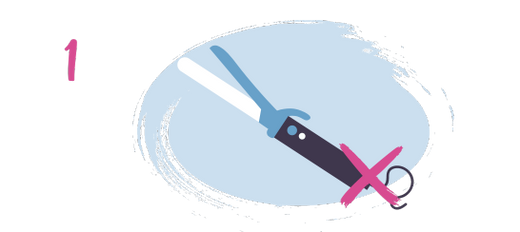 Illustration of a sword with a pink X over its handle, next to the number 1.