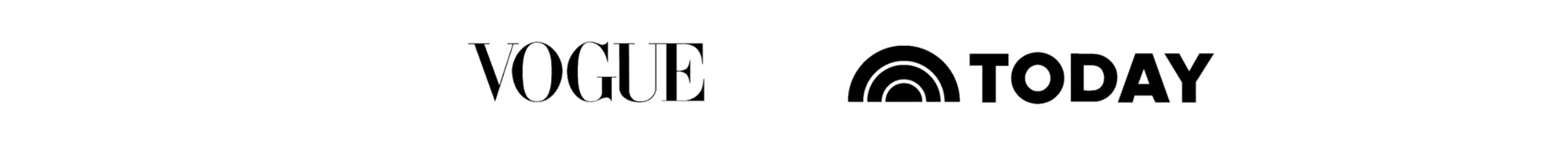 Logos of Vogue (in serif font) and Today (with a semicircle rainbow icon) in black on a white background.