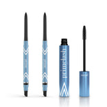 The PrimePrometics™ 2 pcs Eyeliners + Mascara set features two twist-up eyeliners with smudger tips and a black mascara with a brush wand, all displayed against a white background.