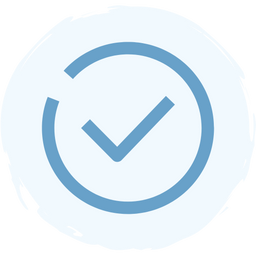A light blue check mark inside a broken circle on a light background, symbolizing completion or approval.