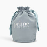 Prime Velvet Beauty and Gift Bag in light-blue velvet with silky drawstring closure for makeup storage and gifting