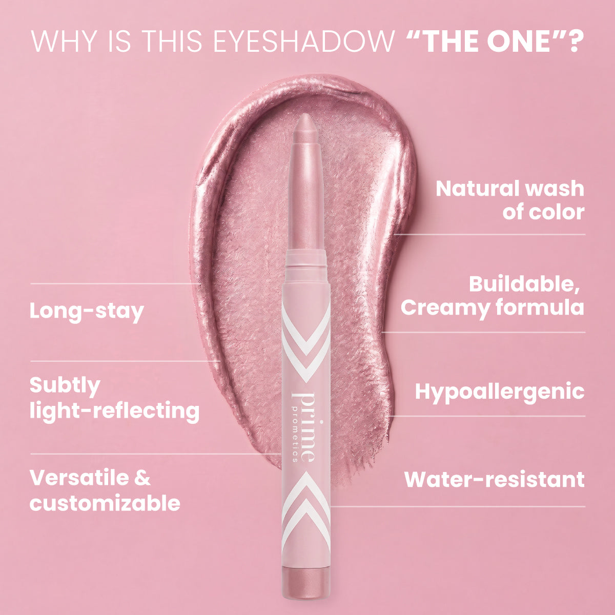 The Beauty That Gives Set by PrimePrometics™: pink eyeshadow stick with a natural, buildable creamy formula—hypoallergenic, water-resistant, and versatile—perfect as an eye brightener for a subtly radiant look.