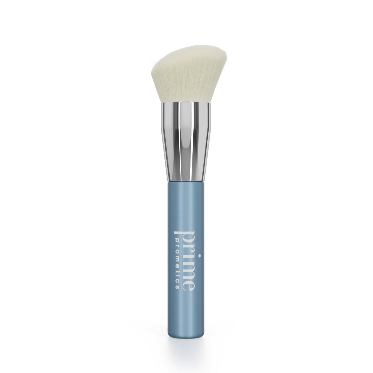 Prime Prometics PrimeWand angled vegan makeup brush with convex dome head and blue handle