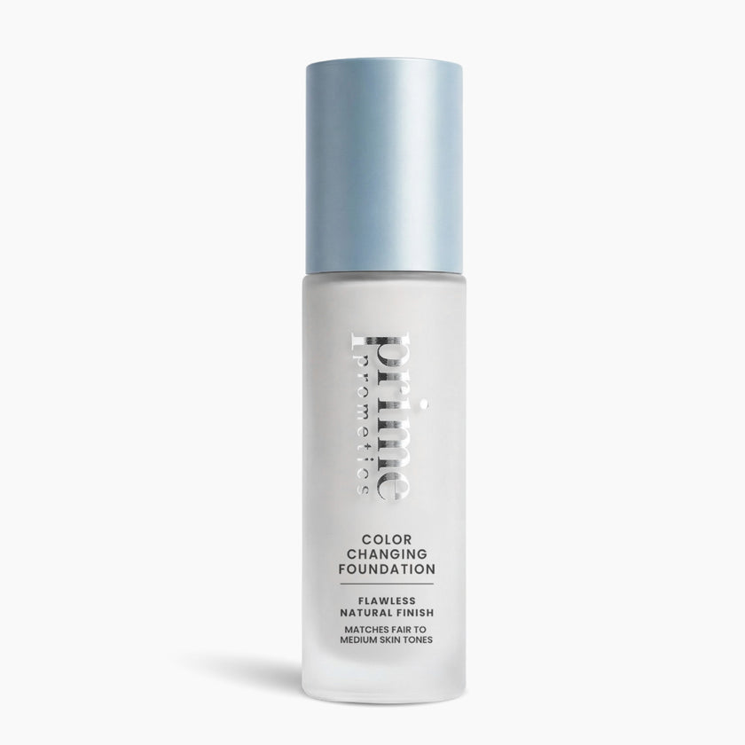 Prime Prometics Color Changing Foundation bottle: Flawless Natural Finish that matches fair to medium skin tones