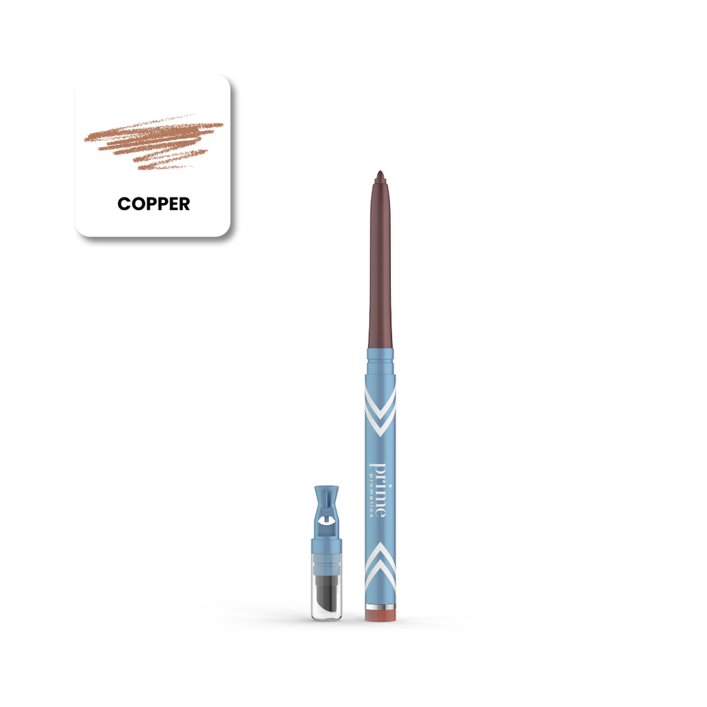 Prime Prometics PrimeEyes Glide Eyeliner in Copper pencil with metallic copper swatch