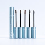 Prime Prometics PrimeBrow Tinted Gel tube and five spoolie wands showing the available shade range