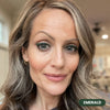 Mature woman wearing Prime Prometics PrimeEyes Glide Eyeliner in Emerald, a green shade