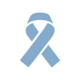 Light blue awareness ribbon icon on a plain, light gray background, symbolizing support for causes such as prostate cancer or mens health awareness.
