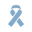 A light blue awareness ribbon, symbolizing support and raising awareness for causes such as prostate cancer and mens health, displayed on a plain light background.
