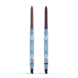 Two PrimePrometics™ PrimeEyes Glide Eyeliners, each blue with a white chevron design, stand side by side. Each features water-resistant formula for mature skin, dual dark tips, and built-in smudgers—perfect for flawless definition.