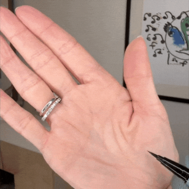 Animated demo of Prime Prometics PrimeEyes Liquid Eyeliner being applied with smooth, crack-free strokes