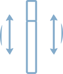 A vertical rectangle with two arrows pointing up and down on each side, and curved arrows on the outer sides, indicating vertical movement or resizing.
