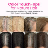 Quick root touch-up using Prime Prometics Hairline Powder to cover grays between salon visits