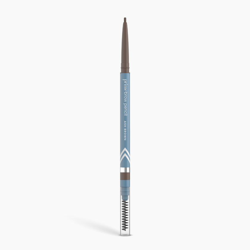 Prime Prometics PrimeBrow Pencil in Ash Brown with micro-fine tip and spoolie brush