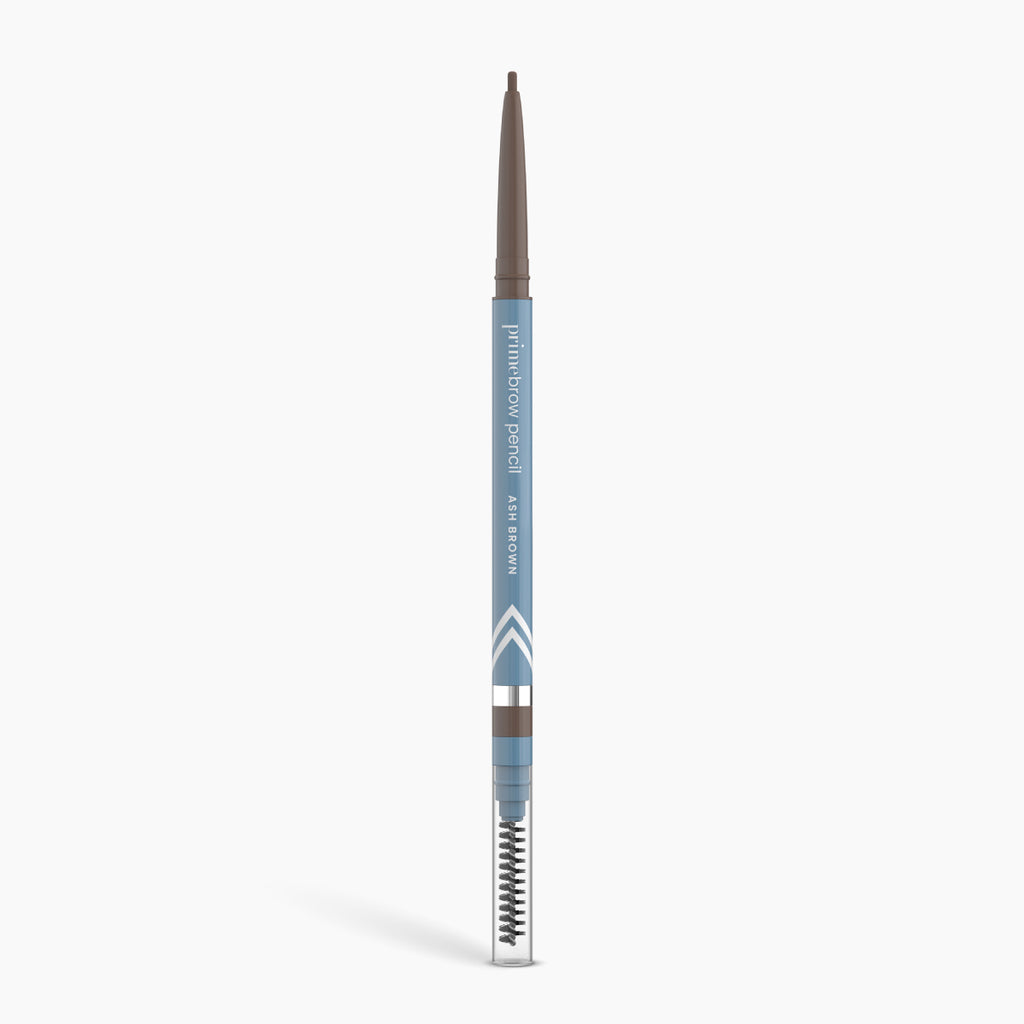 Prime Prometics PrimeBrow Pencil in Ash Brown with micro-fine tip and spoolie brush