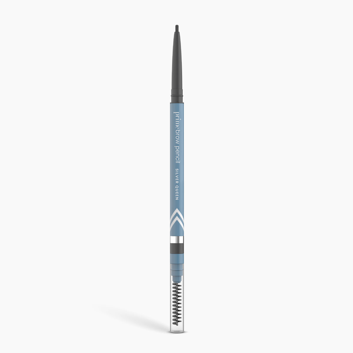 Prime Prometics PrimeBrow Pencil in Silver Queen for gray or graying dark hair, with micro-fine tip and spoolie brush