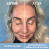 Before-and-after of mature lined lids becoming illuminated with Prime Prometics PrimeEyes Eye Brightener diffusing the look of lines and wrinkles