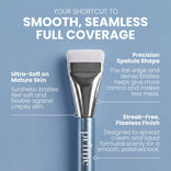 Spatula Brush for smooth, seamless full coverage: ultra-soft synthetic bristles flexible against crepey skin, precision spatula shape with flat edge for control, and streak-free flawless finish