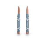 Two identical PrimePrometics™ 2pcs PrimeEyes Eye Brightener sticks stand upright on a white background. The blue and white chevron-patterned tubes provide an easy-to-use eye brightener for effortless under-eye care.