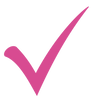A large, bold pink check mark on a plain white background.