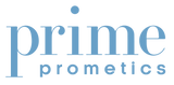 Light blue text logo on a white background. The word prime appears in large lowercase letters above the smaller word prometics, both in a sleek, modern font.