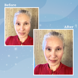 Before-and-after of a mature woman showing a brighter, more glowing complexion after using Prime Prometics PrimeWand Pigment